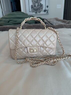 Quilted Chain Crossbody Bag in Champagne NWOT